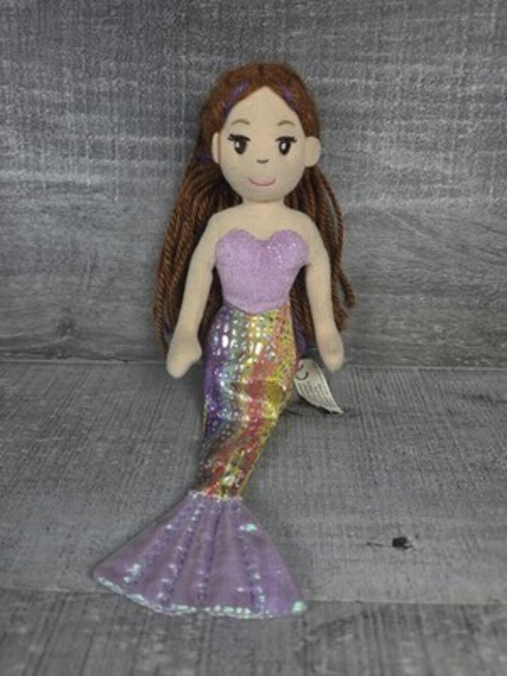 Aurora Plush Mermaid Doll Purple Tail Girl Toy SPARKLE 10” Plush b108